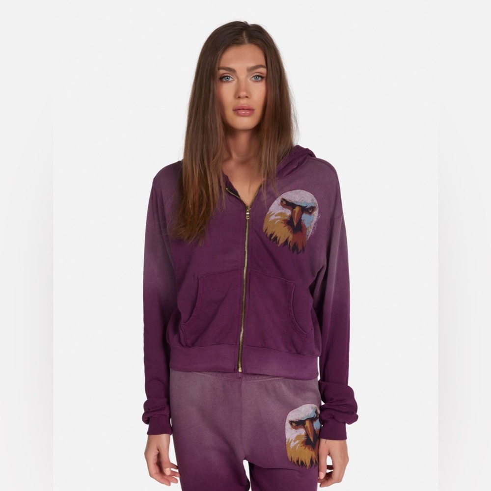 Lauren Moshi Eagle Head Hoodie Deep Merlot Small